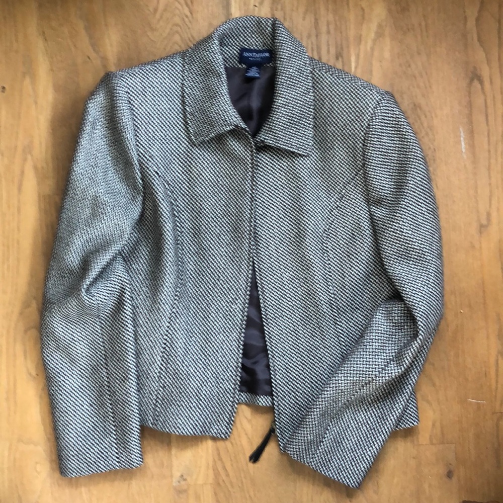 Ann Taylor Short Jacket Tweed Houndstooth